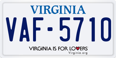 VA license plate VAF5710