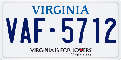 VA license plate VAF5712