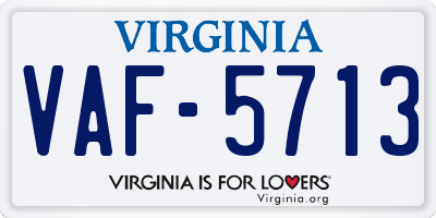 VA license plate VAF5713