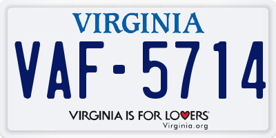 VA license plate VAF5714