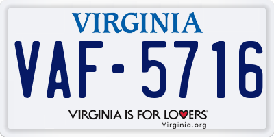 VA license plate VAF5716