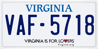 VA license plate VAF5718