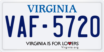 VA license plate VAF5720