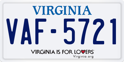 VA license plate VAF5721