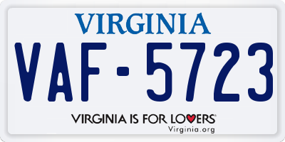 VA license plate VAF5723