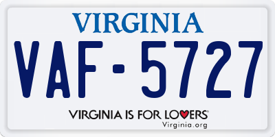 VA license plate VAF5727