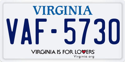 VA license plate VAF5730