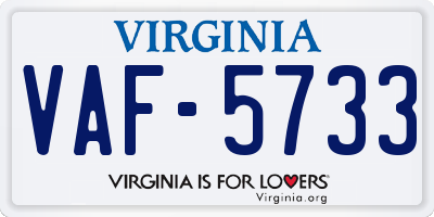 VA license plate VAF5733