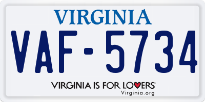 VA license plate VAF5734