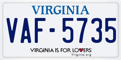 VA license plate VAF5735