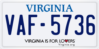 VA license plate VAF5736