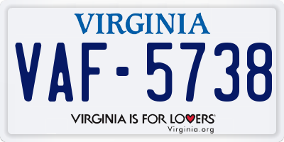 VA license plate VAF5738