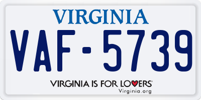 VA license plate VAF5739