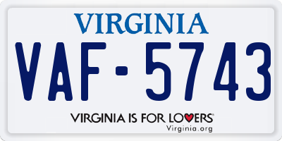 VA license plate VAF5743