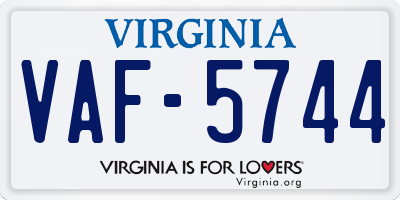 VA license plate VAF5744