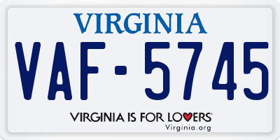 VA license plate VAF5745
