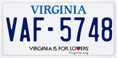 VA license plate VAF5748