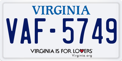 VA license plate VAF5749