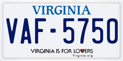 VA license plate VAF5750