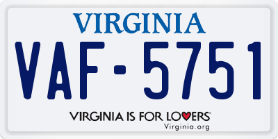 VA license plate VAF5751