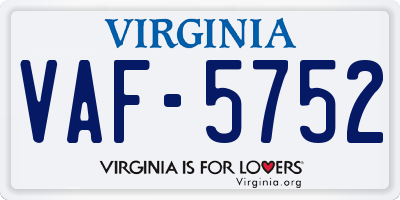 VA license plate VAF5752