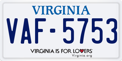 VA license plate VAF5753