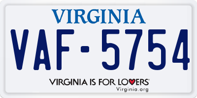 VA license plate VAF5754