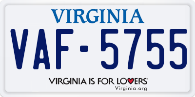 VA license plate VAF5755