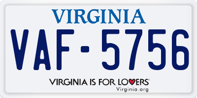 VA license plate VAF5756