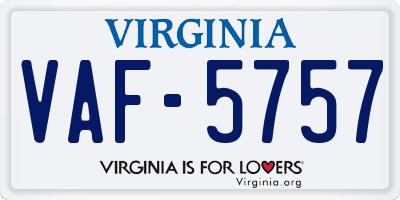 VA license plate VAF5757
