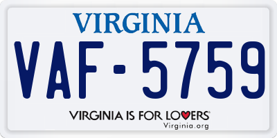 VA license plate VAF5759