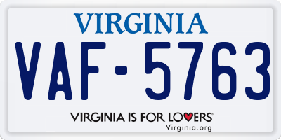 VA license plate VAF5763