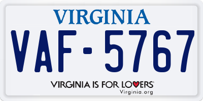 VA license plate VAF5767