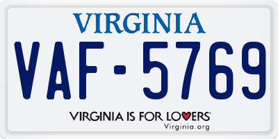 VA license plate VAF5769