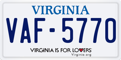 VA license plate VAF5770