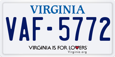 VA license plate VAF5772