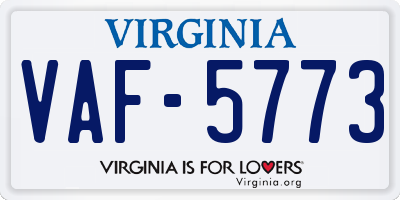 VA license plate VAF5773