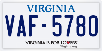 VA license plate VAF5780