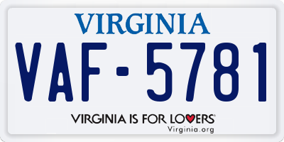 VA license plate VAF5781