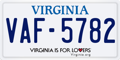 VA license plate VAF5782
