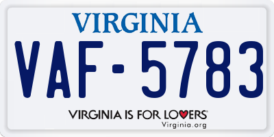 VA license plate VAF5783
