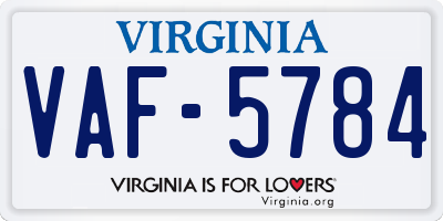 VA license plate VAF5784