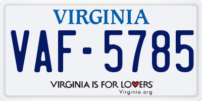 VA license plate VAF5785
