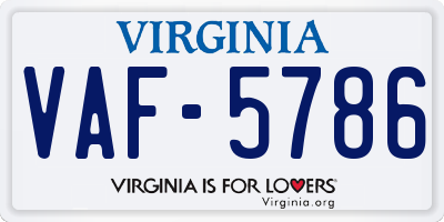 VA license plate VAF5786