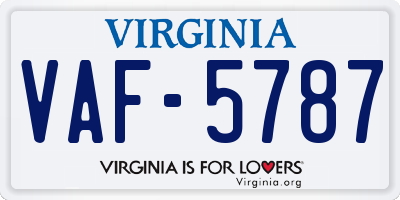 VA license plate VAF5787