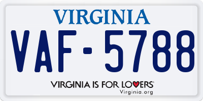 VA license plate VAF5788