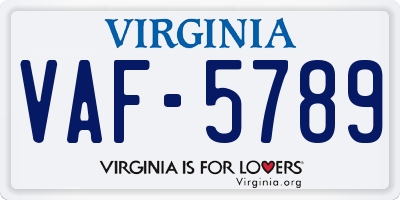 VA license plate VAF5789