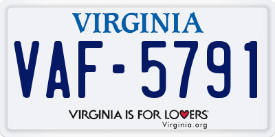 VA license plate VAF5791