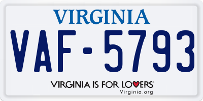 VA license plate VAF5793