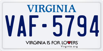 VA license plate VAF5794
